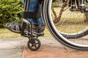 closeup a foot on wheelchair, social security 